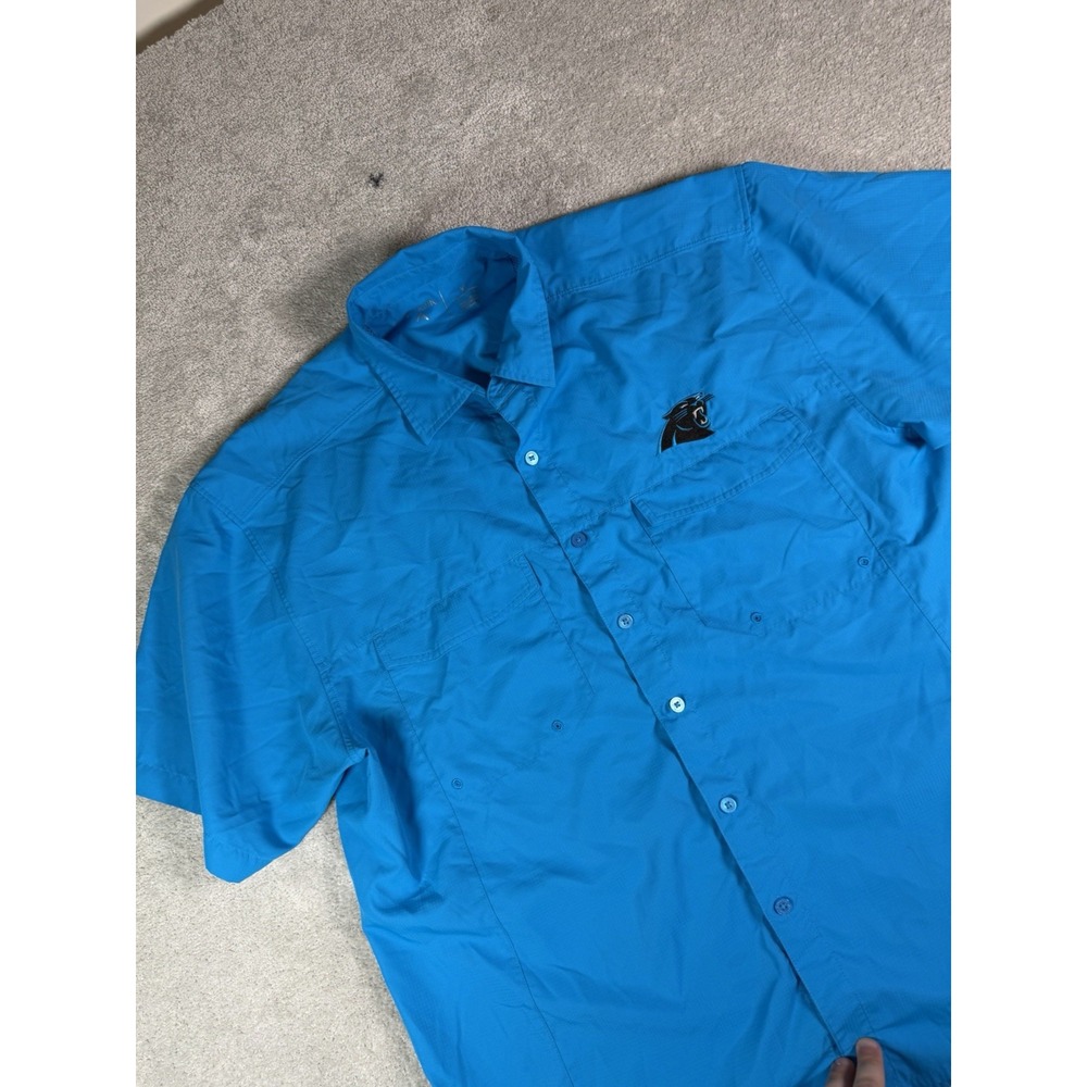 Antigua Carolina Panthers Fishing Shirt Mens XL Blue Ripstop Button Up NFL